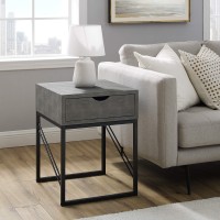 Walker Edison Iver Faux Shagreen Modern Small Side End Table Living Room Bedroom Nightstand 18 Inch Grey