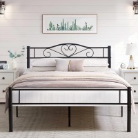 Vecelo Metal Platform Bed Frame Mattress Foundation, Decorative Headboard & Footboard With Heavy Duty Support, Full, Black