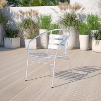 Bizchair Aluminum Indoor-Outdoor Stack Chair With Triple Slat Back And Arms