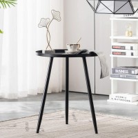 Apicizon 16 Round Side Table, Black End Table For Living Room, Bedside, Mid Century Modern Coffee Table Or Circle Accent Table For Small Spaces, Metal Nightstand (Black)