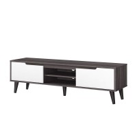Us Pride Furniture Tv1823 Mid-Century Modern Low Profile 60 Inch Tv Stand, Grayish Browncream White