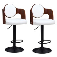 Height Adjustment Swivel Bar Chairs Lift Bar Stool With Backrest Pu Leather Seat Barstool Modern Counter Bar Stools Set Of 2 White-1