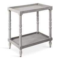 Kate And Laurel Bellport Coastal Side Table, 22 X 1375 X 2625, Rustic Gray, Rectangular End Table Accent For Storage And Display