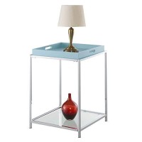 Convenience Concepts Palm Beach End Table With Removable Trays And Shelf, Sea Foam
