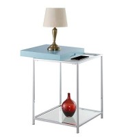 Convenience Concepts Palm Beach End Table With Removable Trays And Shelf, Sea Foam