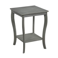 Convenience Concepts American Heritage Square End Table With Shelf Wirebrush Dark Gray