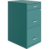 Hirsh Industries Space Solutions 18In Deep 3 Drawer Metal Organizer File Cabinet Teal, Letter Size, Fully Assembled
