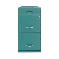 Hirsh Industries Space Solutions 18In Deep 3 Drawer Metal Organizer File Cabinet Teal, Letter Size, Fully Assembled