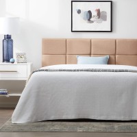 Lucid Mid-Rise Square Channeled Upholstered Beige Attach Frame-Wall Mount Twin Xl Headboard, Twintwin