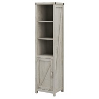 Bush Furniture Cottage Grove Tall Narrow 5 Shelf Bookcase With Door In Cottage White