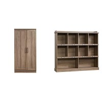 Sauder Homeplus Collection Storage Cabinet, Salt Oak Finish & Barrister Lane Bookcase, Salt Oak Finish