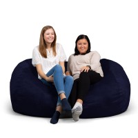 Big Joe Fuf Xxl Foam Filled Bean Bag Chair With Removable Cover, Midnight Plush, 6Ft Giant