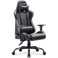 Homall Gaming Chair Computer Office High Back Leather Gamer Desk Chair Ergonomic Adjustable Swivel Racing Chair With Headrest And Lumbar Support (Black)