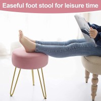 Gerant Multifunctional Vanity Stools - Velvet Round Ottoman Modern Dressing Stool -Upholstered Footrest Stool - Side Table Footstool