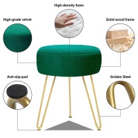 Gerant Multifunctional Vanity Stools - Velvet Round Ottoman Modern Dressing Stool -Upholstered Footrest Stool - Side Table Footstool With Golden Metal Leg For Living Room, Bedroom (Teal)