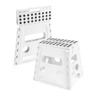 Dyforce Non-Slip Folding Step Stool - 13 Inch Height Heavy Duty Foldable Stool For Adults Kids, Plastic Step Stool Camping Stepping Stool - White