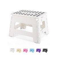 Dyforce Folding Step Stool 9, Durable Kids Step Stool, Heavy Duty Step Stools For Adults, Compact Foot Stools, Light-Weight Toddler Step Stool For Kitchen, Bathroom, Holds Up To 300 Lbs (White)