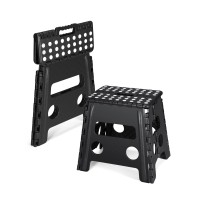 Dyforce Folding Step Stool 13, Durable Kids Step Stool, Heavy Duty Step Stools For Adults, Compact Foot Stools, Light-Weight Toddler Step Stool For Kitchen, Bathroom, Holds Up To 300 Lbs (Black)