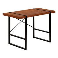 Monarch Specialties Laptop/Writing Table With Thick-Panel Desktop And Inset Metal Legs - Home Office Computer Desk, 48 L, Cherry