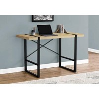 Monarch Specialties Laptop/Writing Table With Thick-Panel Desktop And Inset Metal Legs - Home Office Computer Desk, 48 L, Natural