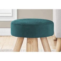 Monarch Specialties I 9009 Ottoman, Pouf, Footrest, Foot Stool, 12 Round, Velvet, Wood Legs, Green, Natural, Contemporary, Modern