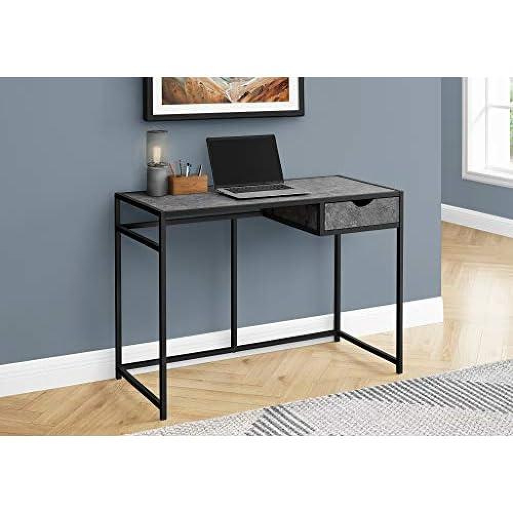 Monarch Specialties Laptop Table/Writing Metal Frame-1 Storage Drawer-Small Home Office Computer Desk, 42 L, Grey