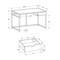 Monarch Specialties Laptop Table/Writing Metal Frame-1 Storage Drawer-Small Home Office Computer Desk, 42 L, Grey