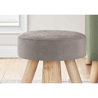 Monarch Specialties I 9008 Ottoman, Pouf, Footrest, Foot Stool, 12 Round, Velvet, Wood Legs, Brown, Natural, Contemporary, Modern
