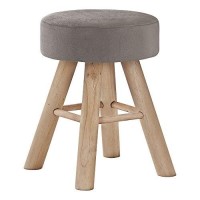 Monarch Specialties I 9008 Ottoman, Pouf, Footrest, Foot Stool, 12 Round, Velvet, Wood Legs, Brown, Natural, Contemporary, Modern