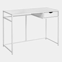 Monarch Specialties Laptop Table/Writing Metal Frame-1 Storage Drawer-Small Home Office Computer Desk, 42 L, White