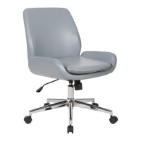 Office Star Executive Modern Mid-Back Swivel Chair With Chrome Finish Base, Charcoal Grey