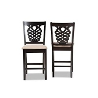 Baxton Studio Gervais Modern And Contemporary Transitional Sand Fabric Upholstered And Dark Brown Finished Wood 2-Piece Counter Stool Set