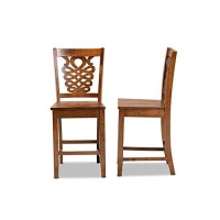 Baxton Studio Gervais Walnut Brown Finished Wood 2-Piece Counter Stool Set