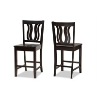 Baxton Studio Fenton Modern And Contemporary Transitional Dark Brown Finished Wood 2-Piece Counter Stool Set