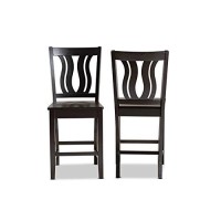 Baxton Studio Fenton Modern And Contemporary Transitional Dark Brown Finished Wood 2-Piece Counter Stool Set