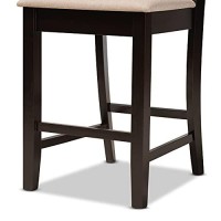 Baxton Studio Fenton Modern And Contemporary Transitional Sand Fabric Upholstered And Dark Brown Finished Wood 2-Piece Counter Stool Set