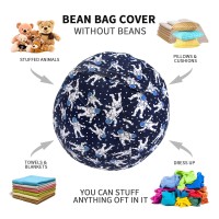 Miaowater 2 Pcs Stuffed Animal Storage Bean Bag Chair Cover, Cotton Canvas Beanbag With Zipper For Organizing Kid'S And Adults Room Stars Moon 24