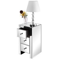 Mirrored Nightstand Silver End Table With Drawers Mini Cabinet Mirror Accent Table Bedside Table Side Table For Bedroom Hallway Living Room Office (Style8)