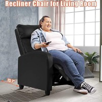 Kids Recliner Chair Leather Single Sofa Adjustable Lounge Chair Massage Gaming Home Theater Seating With Footrest Padded Headrest For Boys Girls Living Room Reading Chair, Black