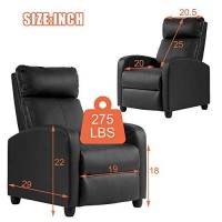 Kids Recliner Chair Leather Single Sofa Adjustable Lounge Chair Massage Gaming Home Theater Seating With Footrest Padded Headrest For Boys Girls Living Room Reading Chair, Black