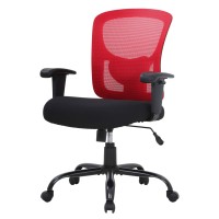 Big And Tall Office Chair 400Lbs Desk Chair Mesh Computer Chair With Lumbar Support Wide Seat Adjust Arms Rolling Swivel High Back Task Executive Ergonomic Chair For Home Office (Red)