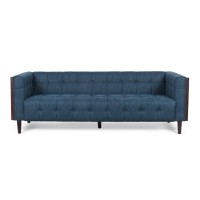 Christopher Knight Home Mclarnan Tufted 3 Seater Sofa - Navy Bluebrown