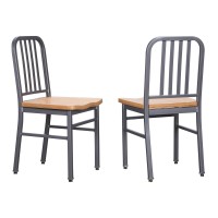 Linon Silver Wood Seat (Set Of 2) Quincy Metal Dining Chair
