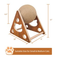 Agym Cat Scratcher Toy, Natural Sisal Cat Scratching Ball, Cat Scratcher Toy With Ball, Scratching Ball For Cats And Kittens, Interactive Solid Wood Scratcher Pet Toy, Diameter 6.5 Inch