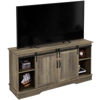 Yaheetech Barn Door Tv Stand Entertainment Center For Tvs Up To 65, 58'' Farmhouse Tv Console Table With Adjustable Storage Shelves For Living Room
