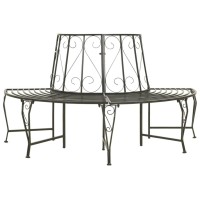 Vidaxl Patio Half Round Tree Bench Lounge Seating Outdoor Garden Balcony Backyard Terrace Park Home Decor Furniture 63 Steel Poolside Yard Home