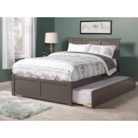 Afi Madison Queen Platform Bed With Footboard And Turbo Charger With Twin Extra Long Trundle In Grey
