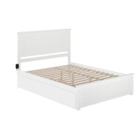 Afi Nantucket Queen Platform Bed With Matching Footboard And Turbo Charger With Twin Extra Long Trundle In White