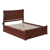 Afi Metro Bed With Matching Footboard And Twin Extra Long Trundle, Queen, Walnut