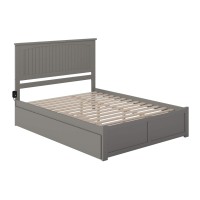 Afi Nantucket Queen Platform Bed With Footboard And Turbo Charger With Twin Extra Long Trundle In Grey